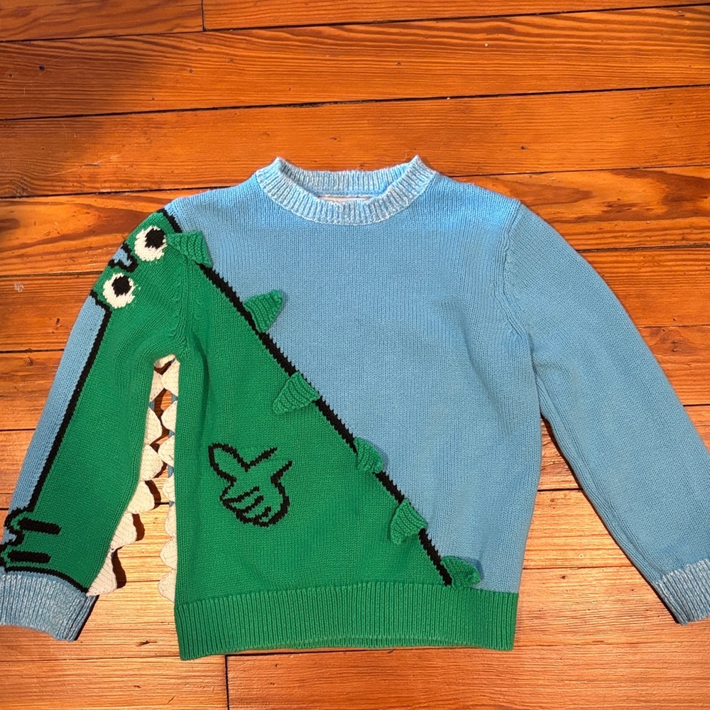 Stella McCartney Kids' Blue and Green Dinosaur Sweater, size 4